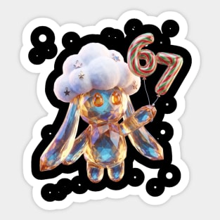 Crystal Snow-Puff Creature with Festive 67 Balloons Sticker
